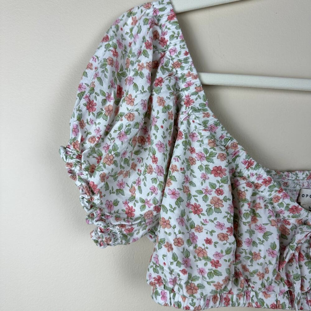 Aeropostale Floral Cottagecore Crop Top Womens L Milkmaid Festival Puff Sleeve - Picture 3 of 10